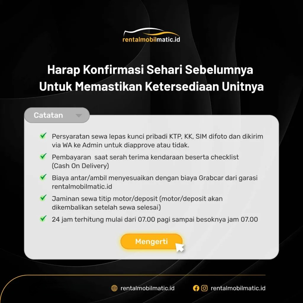 Harga Sewa Mobil Bulanan di Jakarta 2026